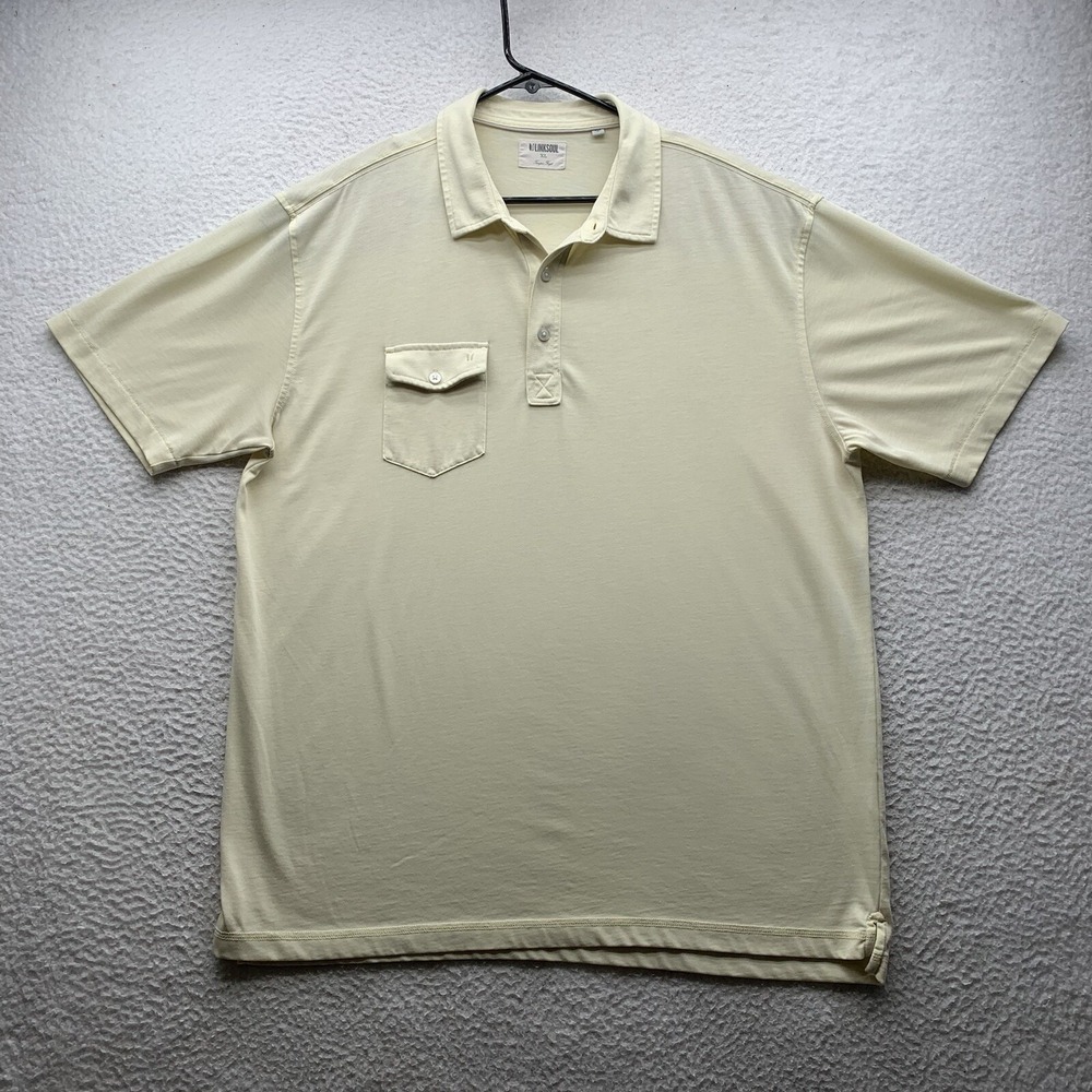 Linksoul Tempus Fugit Polo Shirt Mens XL Yellow Luxury Cotton Golf Soft Touch